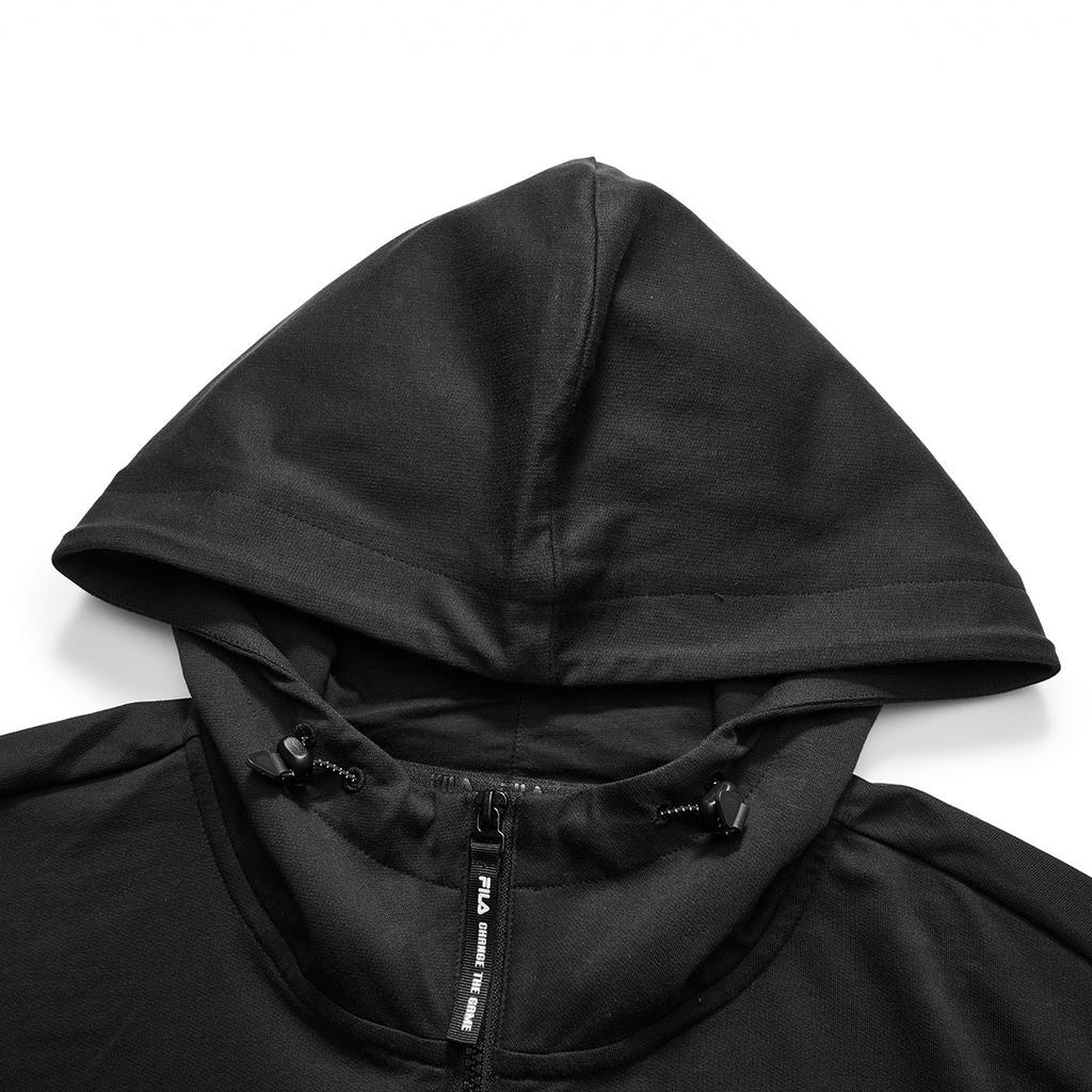 FILA X FUSION Series Brand Logo Loose Knit Hoodie Men Hoodies Black T11M133204A-BK