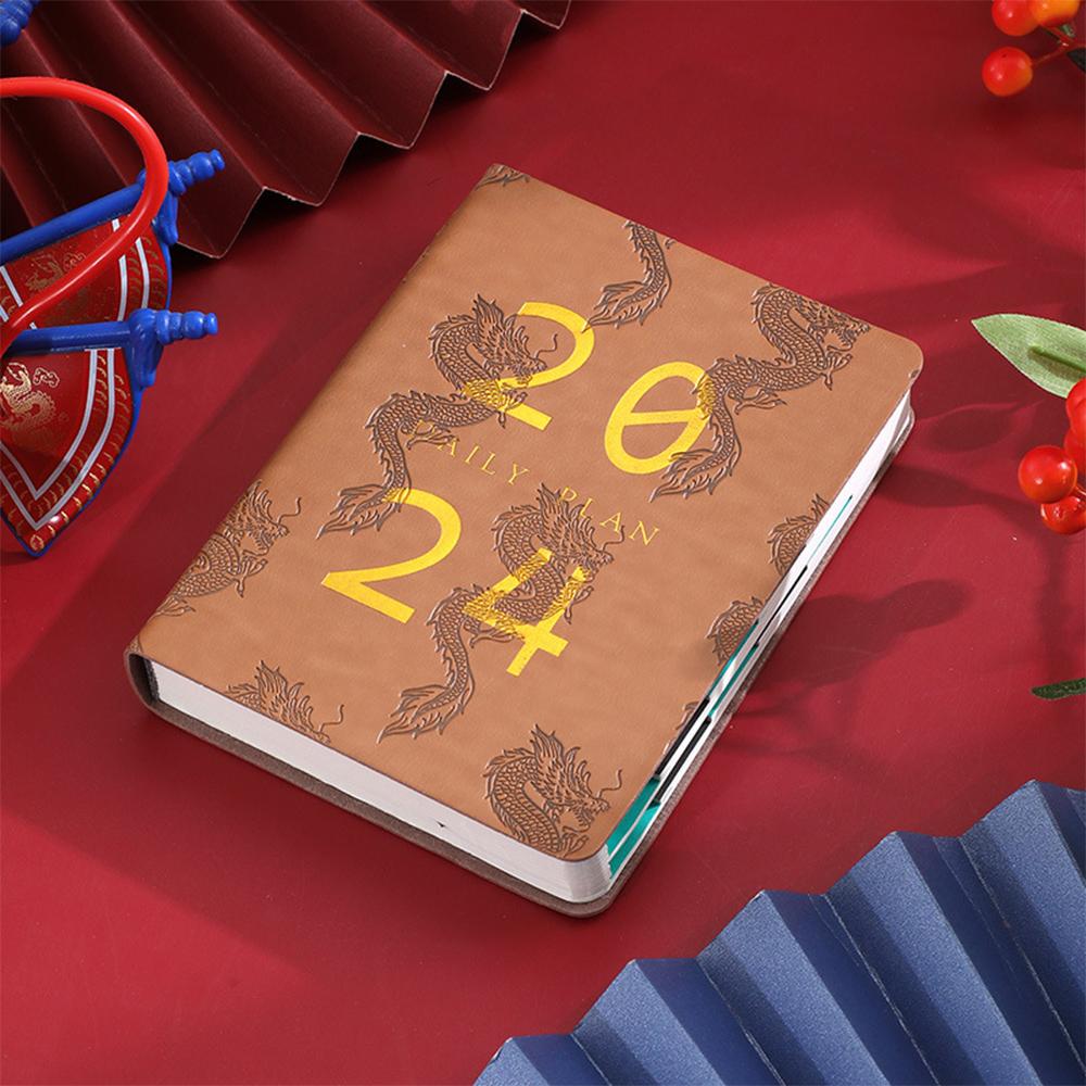 (Logo kann eingraviert werden) A5/B6 ultradickes Ledernotizbuch, Geschäftsplaner 2024, Studenten-Tagesplaner, Planer, Protokollbuch, Notizblock