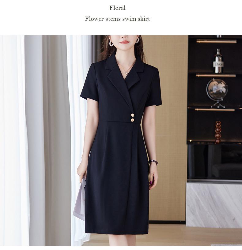 Premium Black Suit Dress for Women - Spring/Autumn Professional Goddess Style Salon Workwear