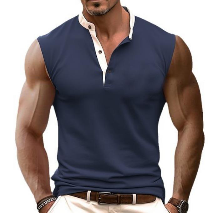 Men's Casual Tank Top Sleeveless Muscle Gym Workout Loose Fit Henley Shirt Casual Basic Summer Beach Tops
