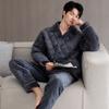 Pajamas Men's Winter 1011 New Three-layer Thickened Fleece Padded Cotton Autumn and Winter Middle-aged Dad Large Size Winter Loungewear