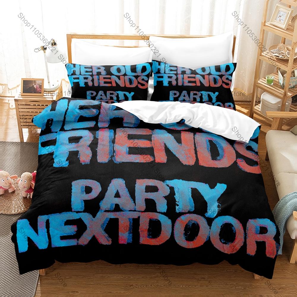 PartyNextDoor Bettwäsche-Set, Bettbezug + 2 Kissenbezüge, OVO Sound Hip-Hop Künstler Grafik Bettwäsche für Zuhause & Wohnheim