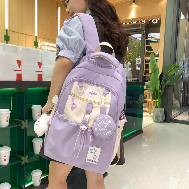 Cute Girl Backpack Schoolbag Female Star Junior High School Girl High School Student Large Capacity High Value Backpack