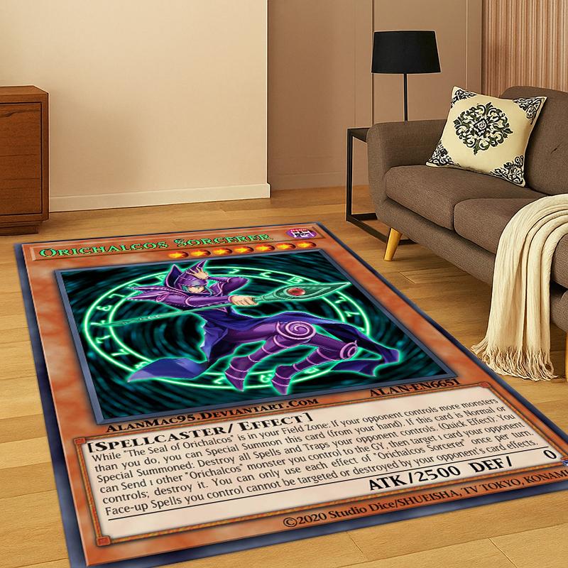 Anime Yu-Gi-Oh Monster Card Cartoon Carpet Rug for Bedroom Living Room Sofa Doormat Home Decor,Kid Game Area Rug Non-slip Gift