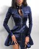 Herbst/Winter Mode PU-Leder Patchwork Taillenbetonendes Kleid