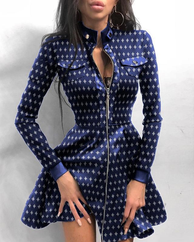 Herbst/Winter Mode PU-Leder Patchwork Taillenbetonendes Kleid