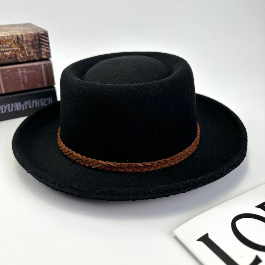 Four Seasons Top Hat Knitted With Felt Hat Curled Edge Flat Top Versatile Sunscreen Women And Men