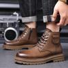 Winter cotton boots Martin boots men's retro style high-top cotton shoes men's velvet warm snow boots
