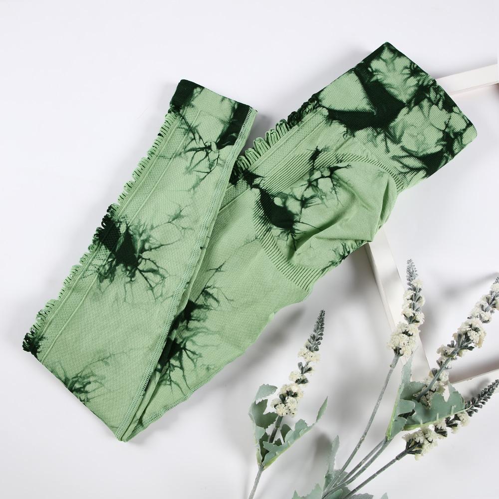 Hollow Tie Dye Yoga Nohavice Bezšvové zdvíhanie zadku Športové legíny Športové fitness pančuchy Ženy Aktívne oblečenie