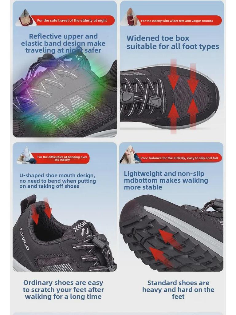 Zhang Kaili Męskie buty antypoślizgowe z miękką podeszwą - Jesień/Zima do chodzenia i noszenia na co dzień dla osób w średnim wieku i starszych