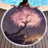 Cherry Blossom Round Beach Towel,Cherry Blossom Tree In The Sun Sand Anti-Sand Beach Blanket Absorbent Quick Dry Soft Pool Towel