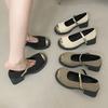 College-Stil dicker Absatz farblich passend Ein-Wort-Riemen Einzelne Schuhe 2025 Frühling und Herbst neu hochpreisig modisch vielseitig Mary Jane Schuhe