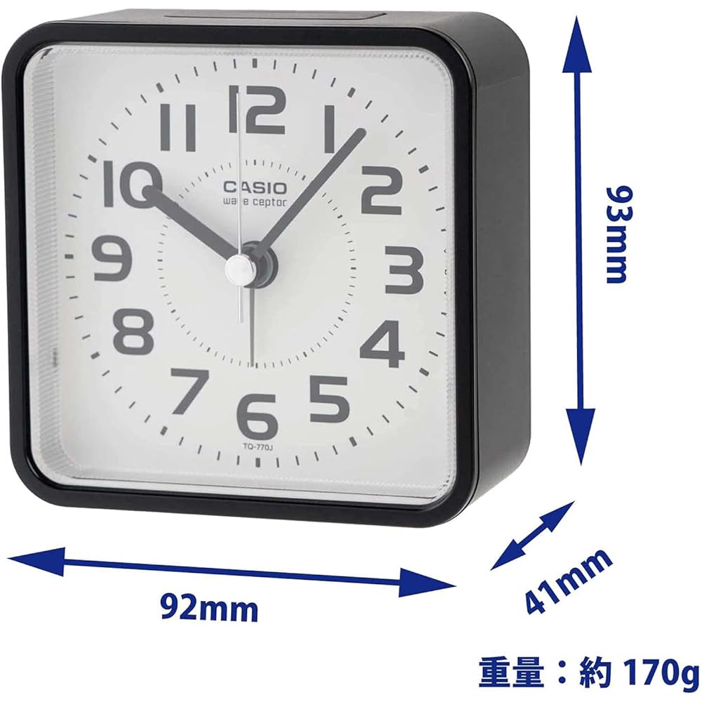 Casio Alarm Clock, Radio-Controlled, Black, Analog, Nighttime Second Hand Stop, Snooze, Light, TQ...