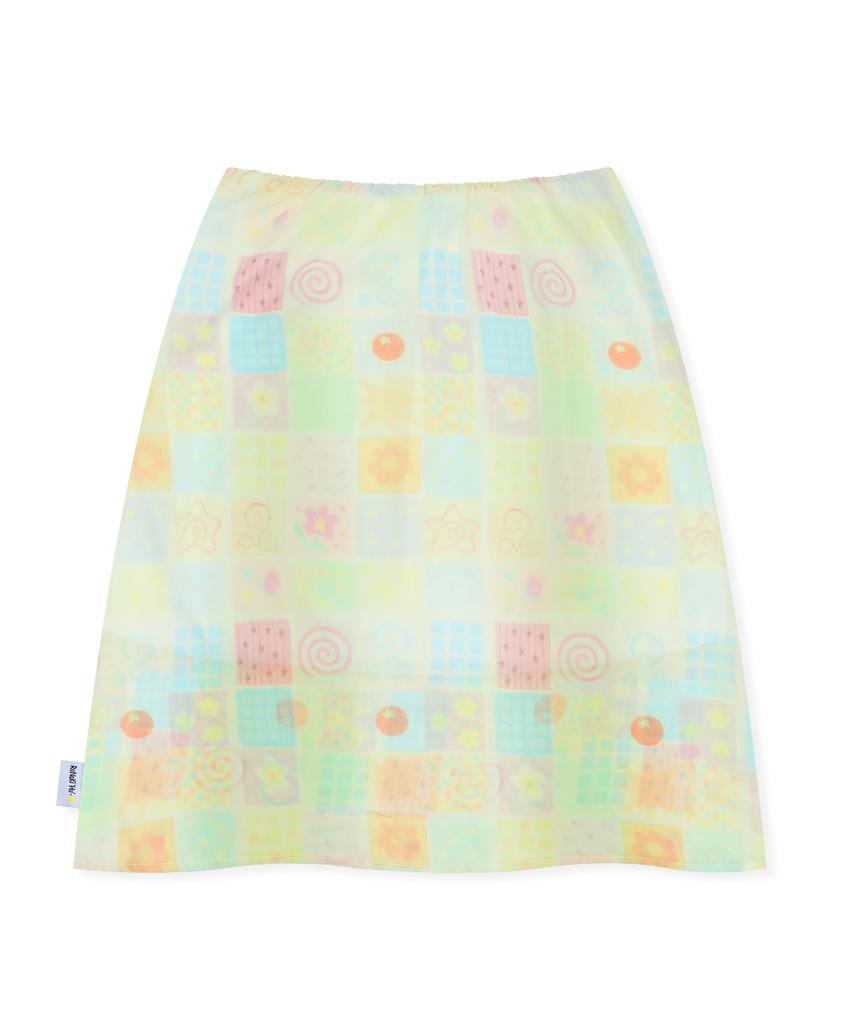 RuNaKi'Hu' Wxsk018 Natsu Omokage Chiffon Midi Skirt (Multi Check)
