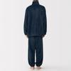 MUJI Men's Anti-Static Wearable Blanket, Stand-Up Collar Long Sleeve Pajamas, Dark Navy, Size XL (FB0ZBA5A)