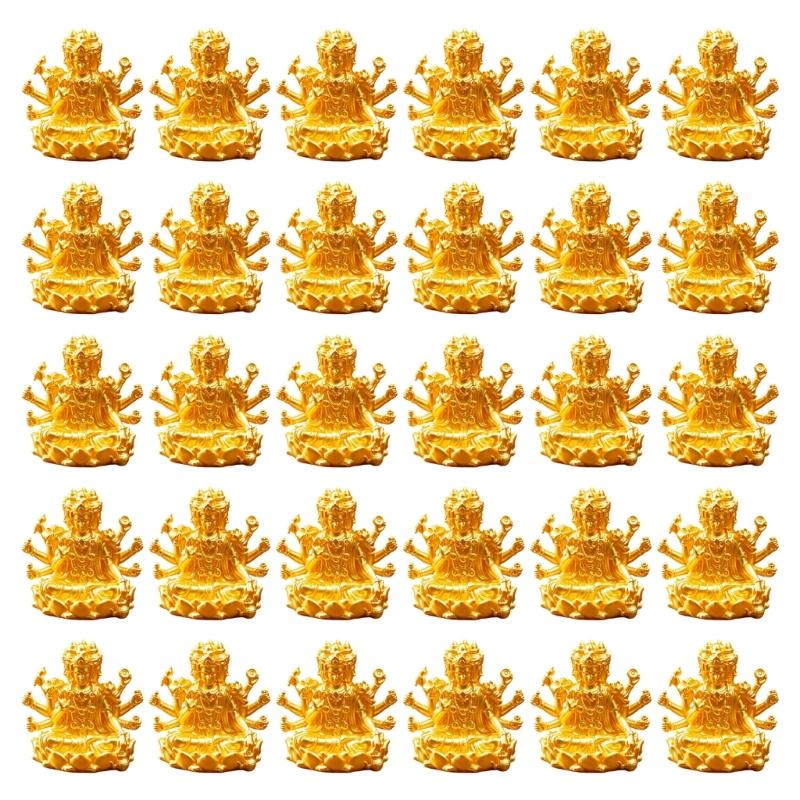 30Pcs Sakyamuni Buddhas Statue Mini Gold Buddhas Figurines Bulk,Tiny Figures Ornament for Car Dashboard Home Decorations
