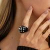 SHIXIN Punk Chunky Acrylic Wide Cuff Bracelet Ring Women Vintage Geometric C-shaped Opening Bangle Finger Rings Party Jewelry