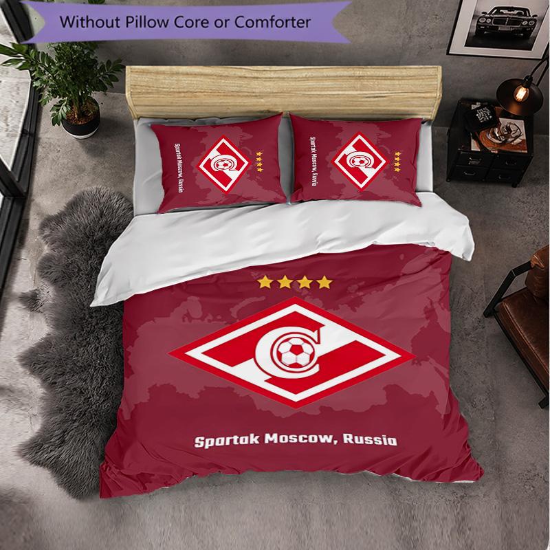 Spartak Moscow 3 Piece Bedding Set Soft Duvet Cover Set with Pillowcases Printed Bedroom Decor Set for Home
