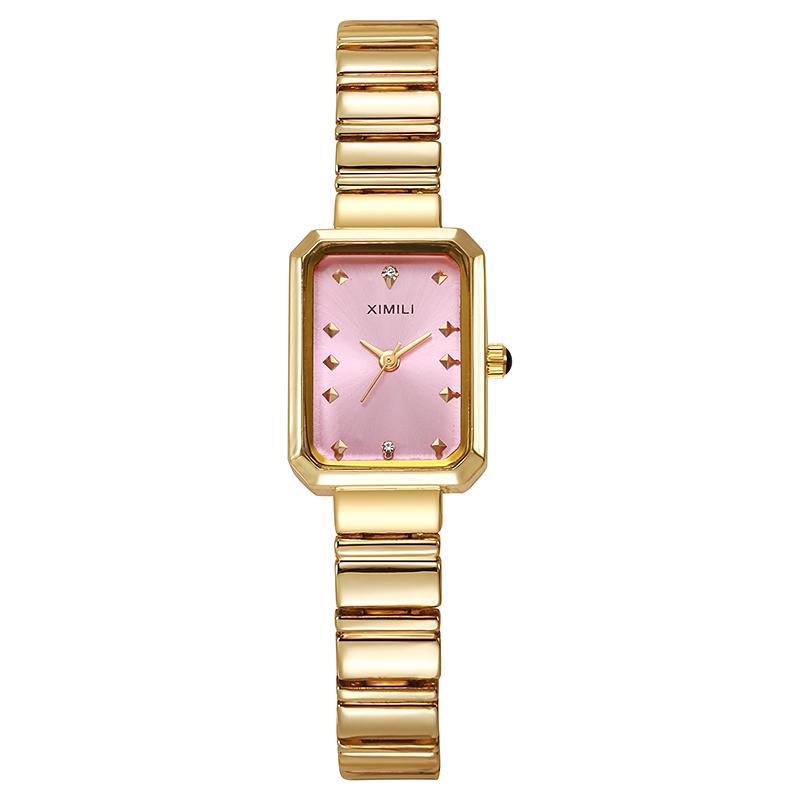 Luxury Women Watches Fashion Rectangle Gold Plated Ladies Quartz Watch Stainless Steel Folding Clock Relogio Feminino