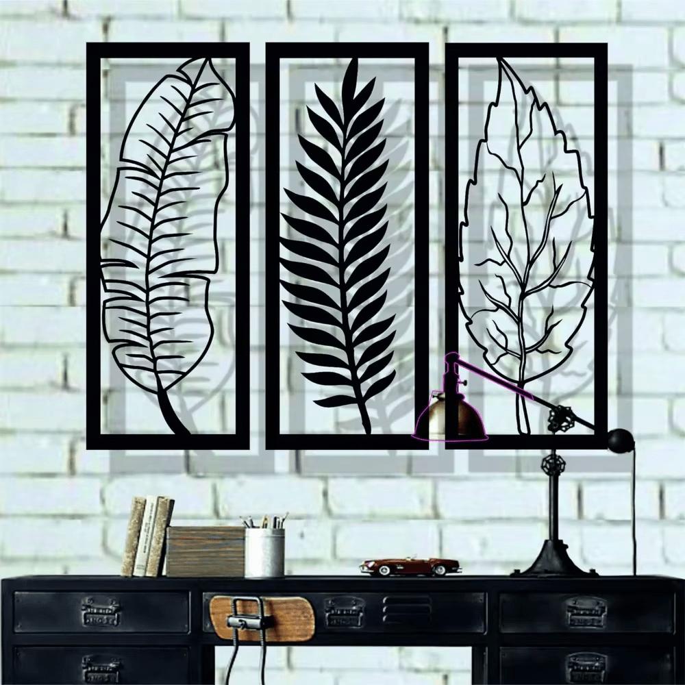 Metal Leaf Wall Art Decor, Iron Leaves Sculpture, Nature Inspired Hanging for Living Room Bedroom Office, Modern Sturdy Home Accent