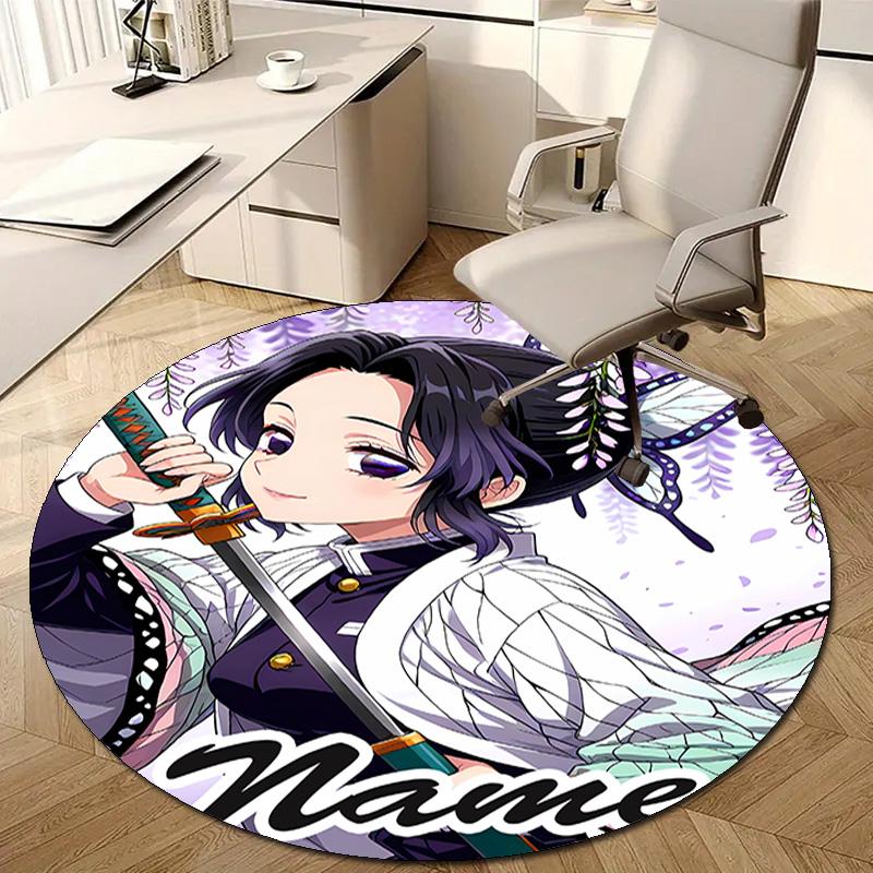 Personalized Demon Slayer Round Chair Office Rug - Perfect for Mat, Office Chair & More - Ideal Gift for Birthdays and Holidays