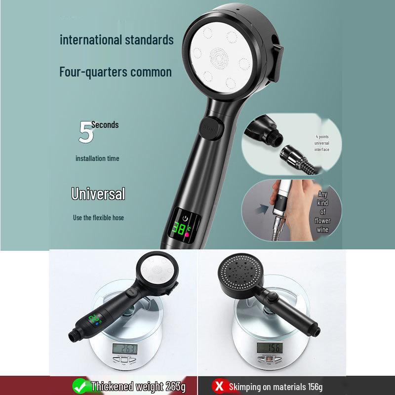 Pressurized Digital Display Shower Head & Heater Set with Hose