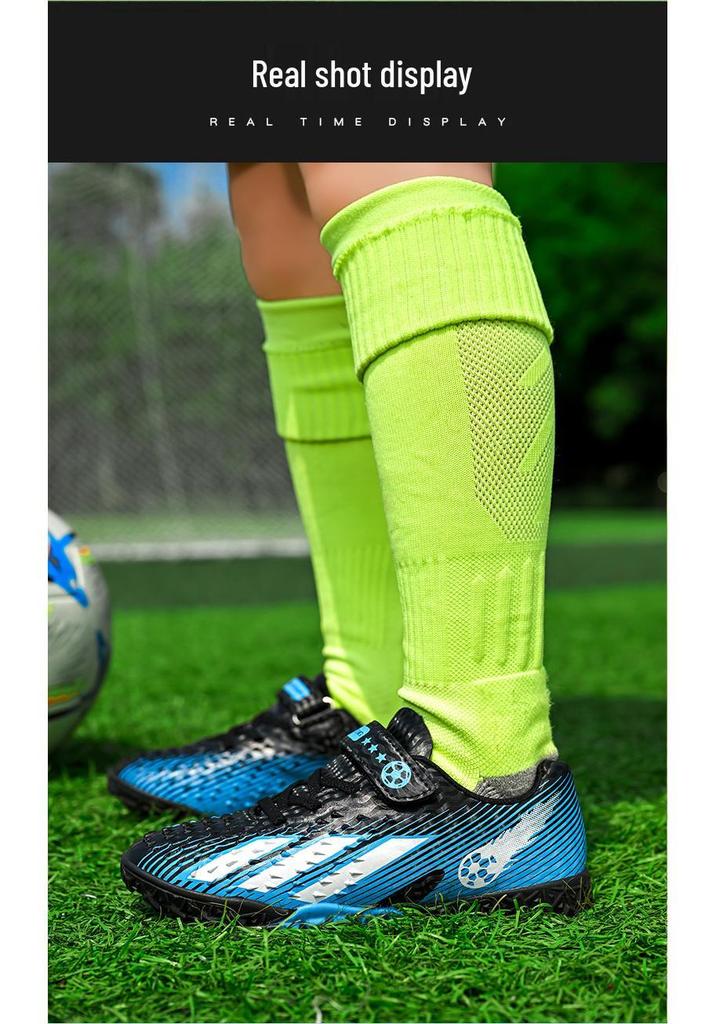 Children's Velcro TF Studded Football Shoes for Boys & Girls - Long Studs, Ideal for Student Training & Competitions