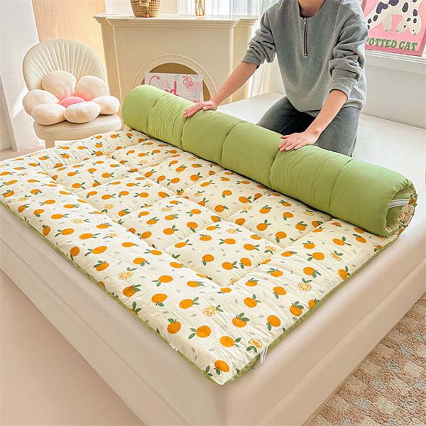 WTEMPO Printed Smooth Surface Foldable High Quality Soft Cotton-filled Mattress All Seasons Thick Bedroom Tatami School Dormitory Bed Mattress Pad