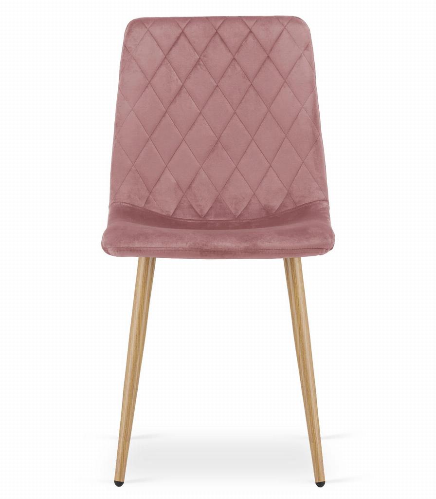 TURIN chair - pink velvet / wood color legs x 1