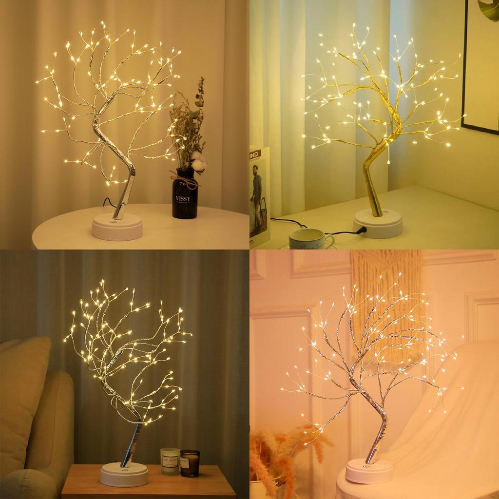 Tree Shape Led Desk Lamp With Touch Control For Holiday Decoration And Night Lighting