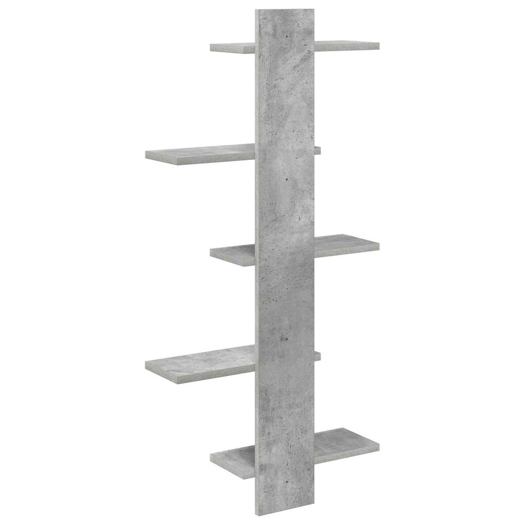 Wall Shelf Concrete Gray 48.5 X 15 X 101 Cm Engineered Wood