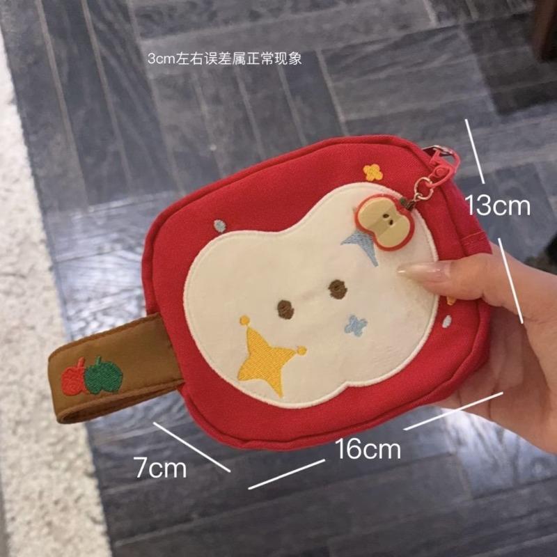 Korean New Cute Apple Embroidery Cosmetic Bag Sundries Storage Bag Large Capacity Portable Polaroid Bag