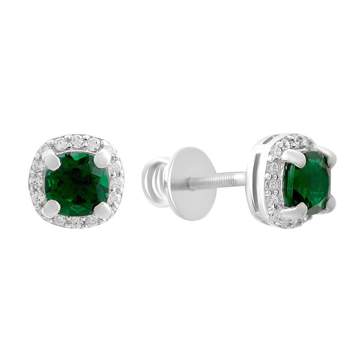 

Silver earrings with emerald nano 1.43ct (2205395) смарагдовий