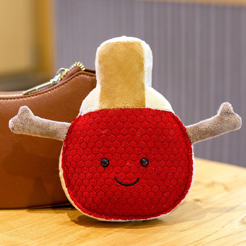 Badminton Baseball Table Tennis Football Basketball Keychain School Bag Pendant Plush Doll