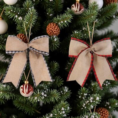 Christmas Bow Ornaments Xmas Tree Craft Bowknot Xmas Wreath Garland Xmas Tree Decorative Bows Christmas Decoration