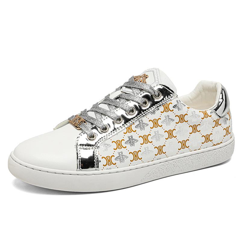 

European Station Casual Men s Shoes 2025 Retro Flying Eagle Business Casual Leather Shoes Korean Version Versatile Men s Board Shoes Tide 38 серебряный