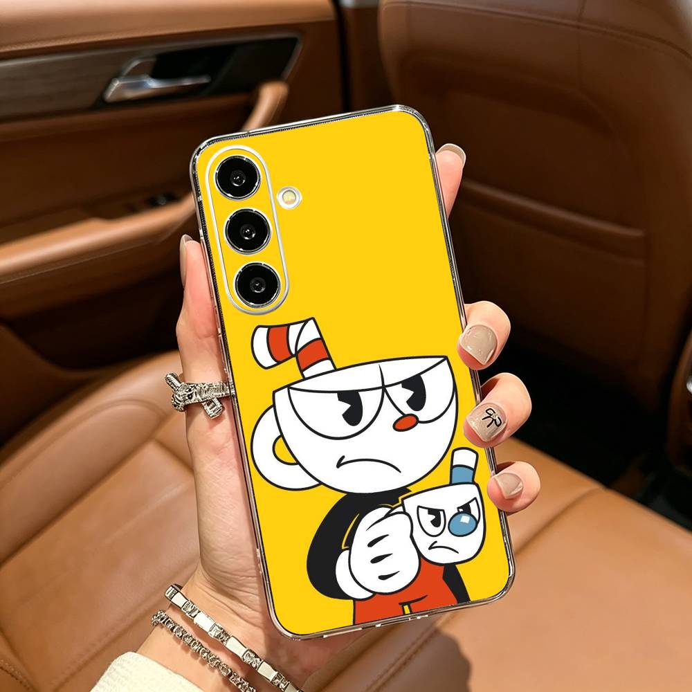 Cute CupHead And MugMan Phone Case For Samsung Galaxy A71,A70,A52,A51,A40,A30 Transparent Cover Samsung a52 a52S