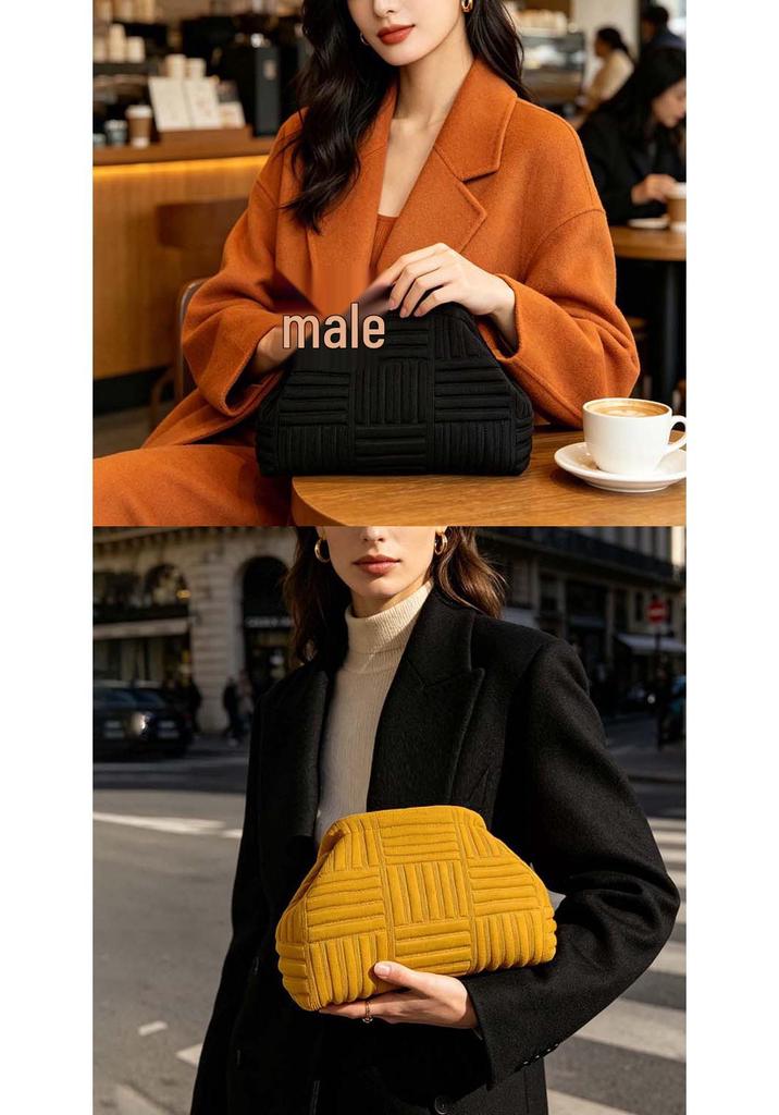 Knitted Cloud Clutch: Popular Woven Textured Makeup Bag