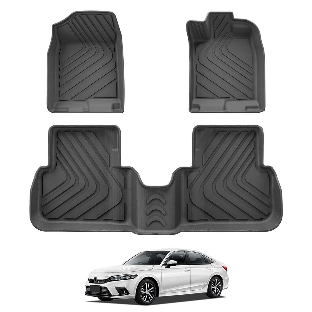 LUCKEASY 3D Floor Mats for the New Honda Civic FE Front and Rear and Easy Custom Set (11th Generation, Type) 2021-2024, Set, Waterproof, Odorless,