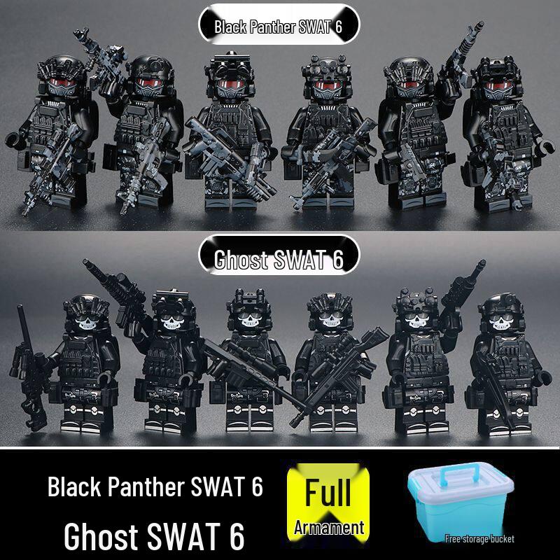Delta Military Special Forces Police Figure Building Blocks - Ghost Soldier Assembly Toy for Kids
