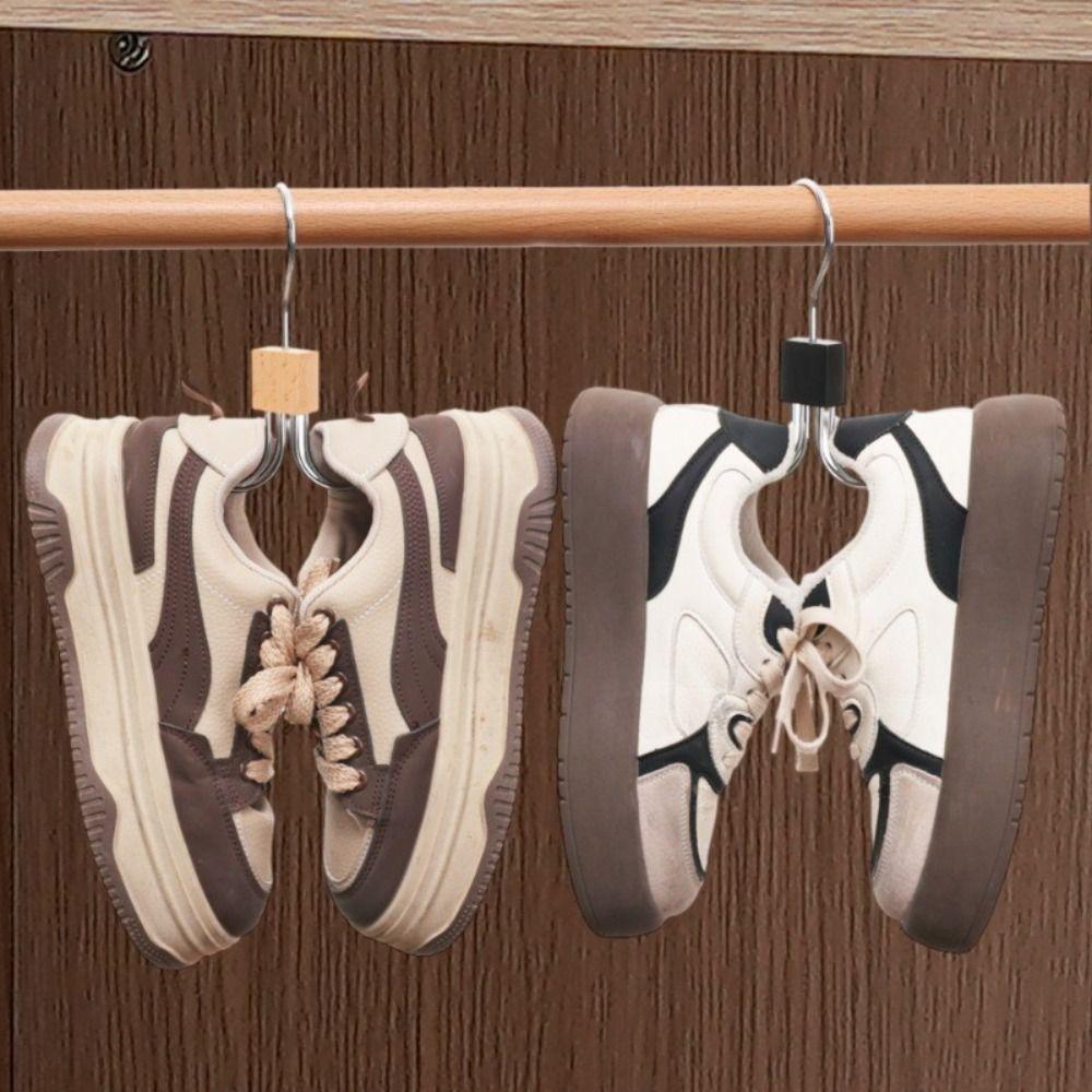 New Wooden Hanger Universal Rotatable Wardrobe Hook Traceless Six-claw Belt Organizer