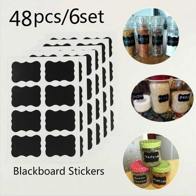 48 Stück/6 Set Tafel-Tafel-Kreidetafel-Aufkleber, Bastel-Etiketten für Küchengläser