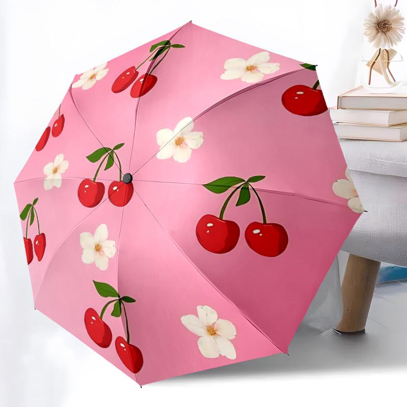 1 Stück Kirschblüten Automatisches Öffnungs-/Schließschirm, Winddicht, Kompakter Faltregenschirm mit Leichtem Design für Damen/Herren091