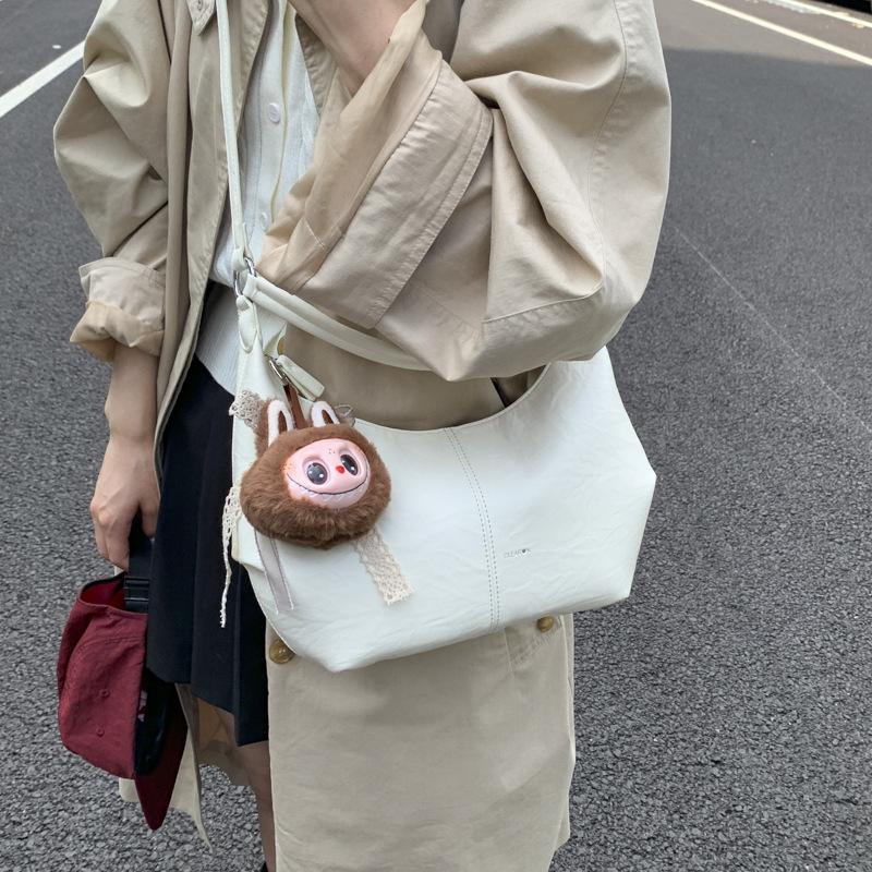 2025 New Fashionable Solid Color Casual Simple Commuting Large Capacity Shoulder Bag Messenger Bag Underarm Bag Shopping Bag