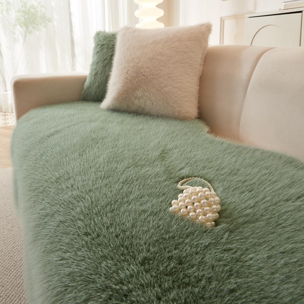 Mink Velvet Special-Shaped Sofa Cushion  Autumn And Winter New Solid Color Sofa Cover Cloth Towel Non-Slip Fixed Leather Sofa Cover