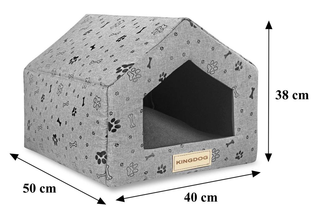 Hundehausbett 50x40 cm Wasserdicht Knochen Schwarz