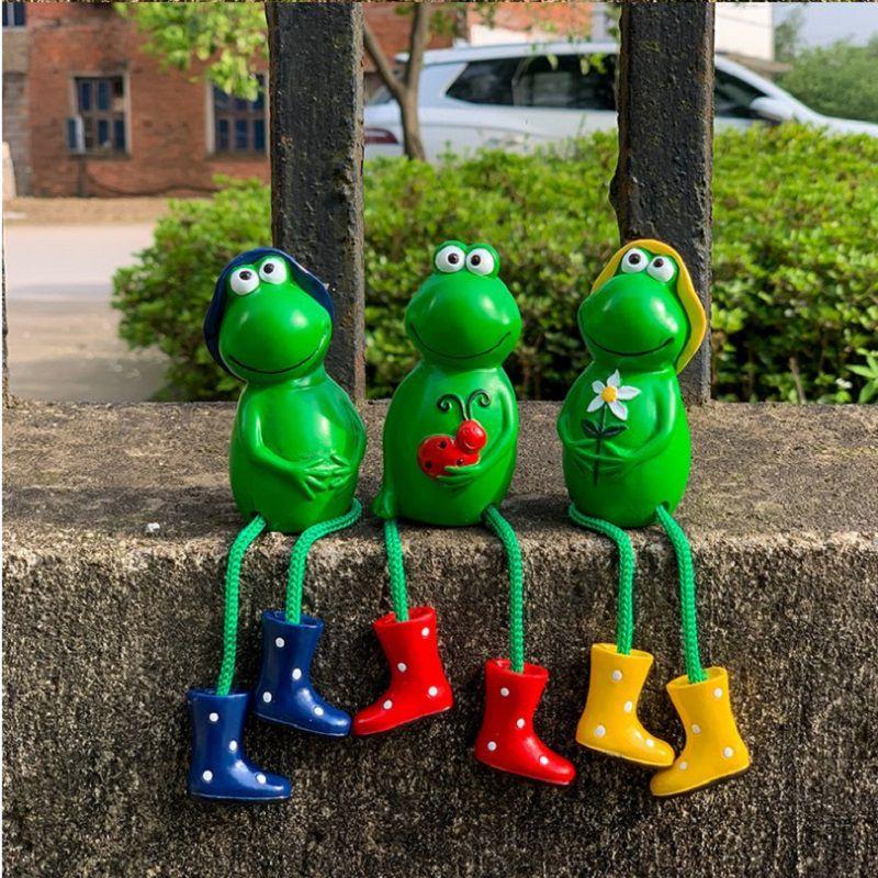 Charming Frog Ornaments For Outdoor Garden And Flowerpot Decoration Set Of Three