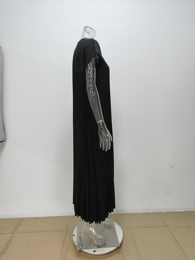 Elegant Fall Maxi Dress With Pleated Design For Womens Office Wear