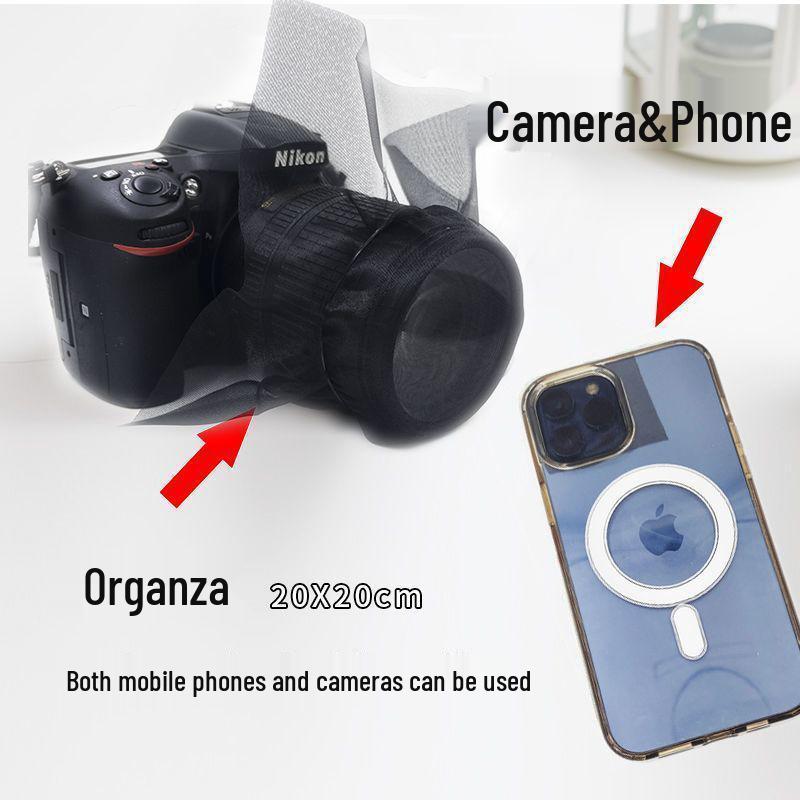 Organza Lens Veil: Soft Light Photography Yarn Filter in Black & White Fabric