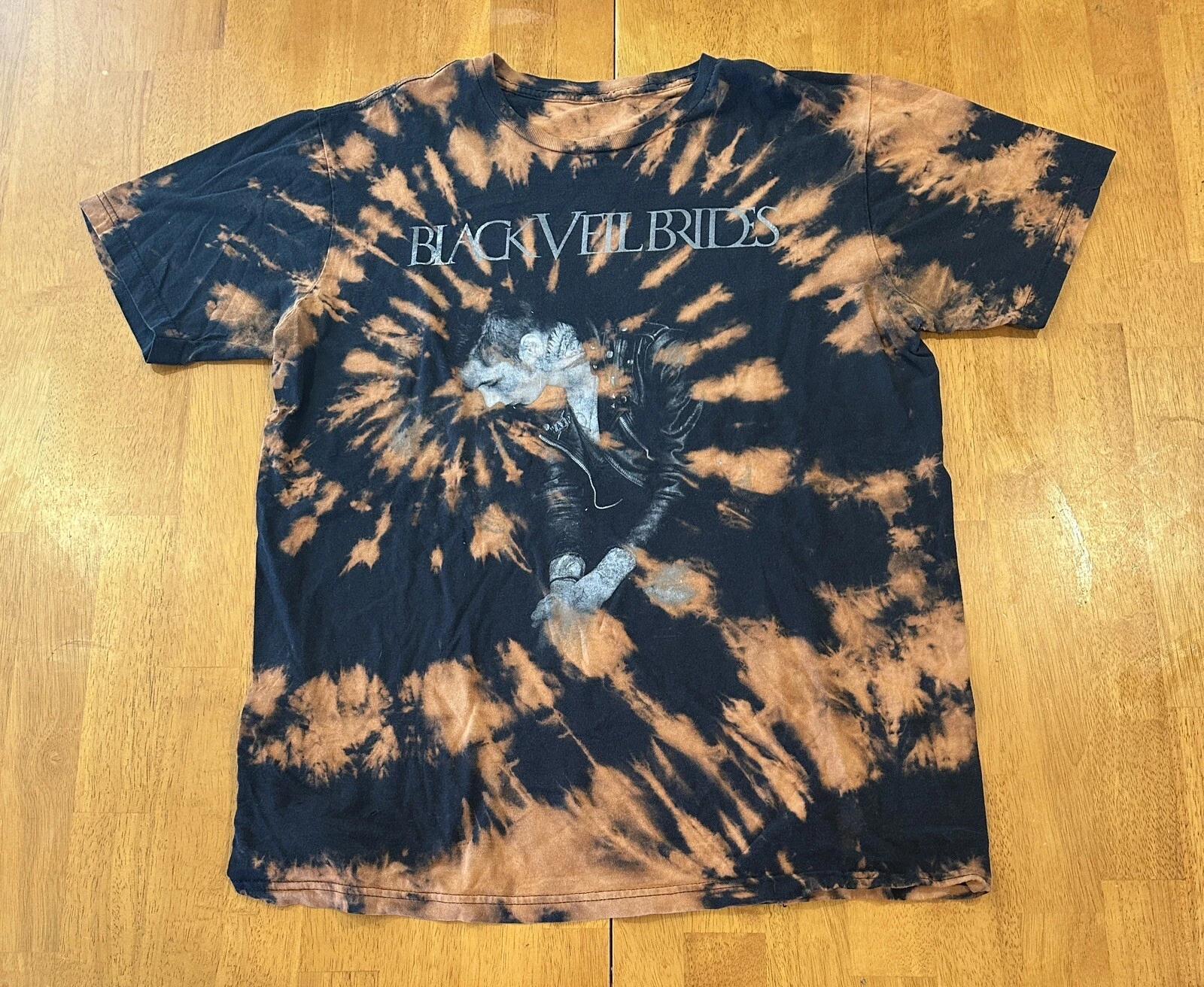 Черная футболка Veil Brides BVB с кислотной стиркой и тай-дай, размер L XL
